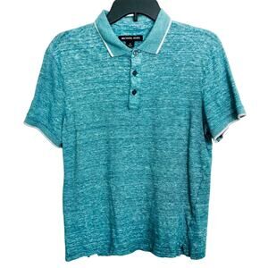 Michael Kors Turquoise White Skinny Stripe Polo Shirt